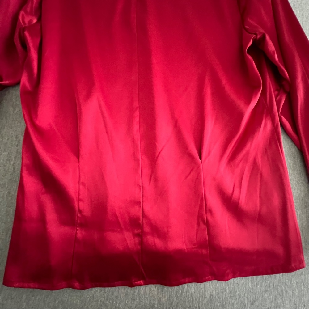 Pendleton Silky Red Formal Blouse Button Wrist New with Imperfection Size 10 - Picture 6 of 14